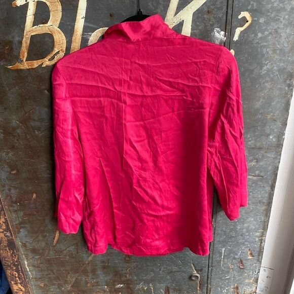 Zara Barbie-Core Pink Blazer Blouse Satin-Feel Shirt, Size Large - Picture 3 of 9